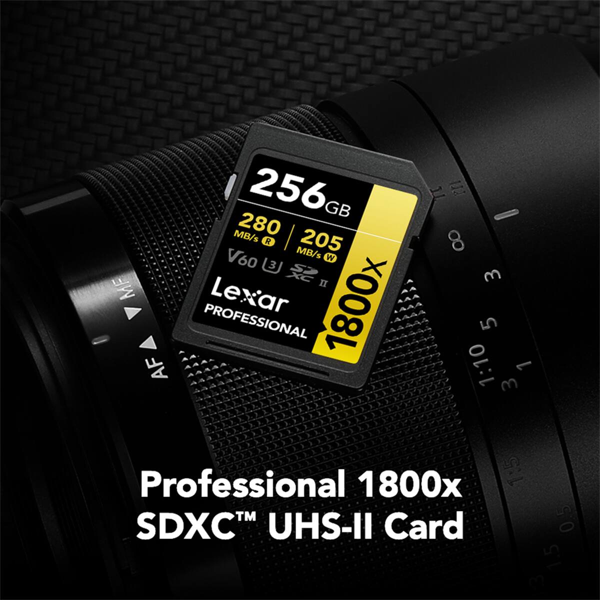 256GB 280 MB/s R 205 MB/s W V60 UHS-II 1800x Professional SDXC UHS-II Card