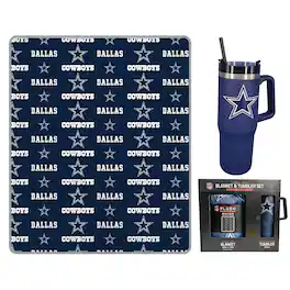 Pegasus - Dallas Cowboys 60" x 70" Logo Blanket and 30oz Stainless Steel Tumbler Combo - Multicolor