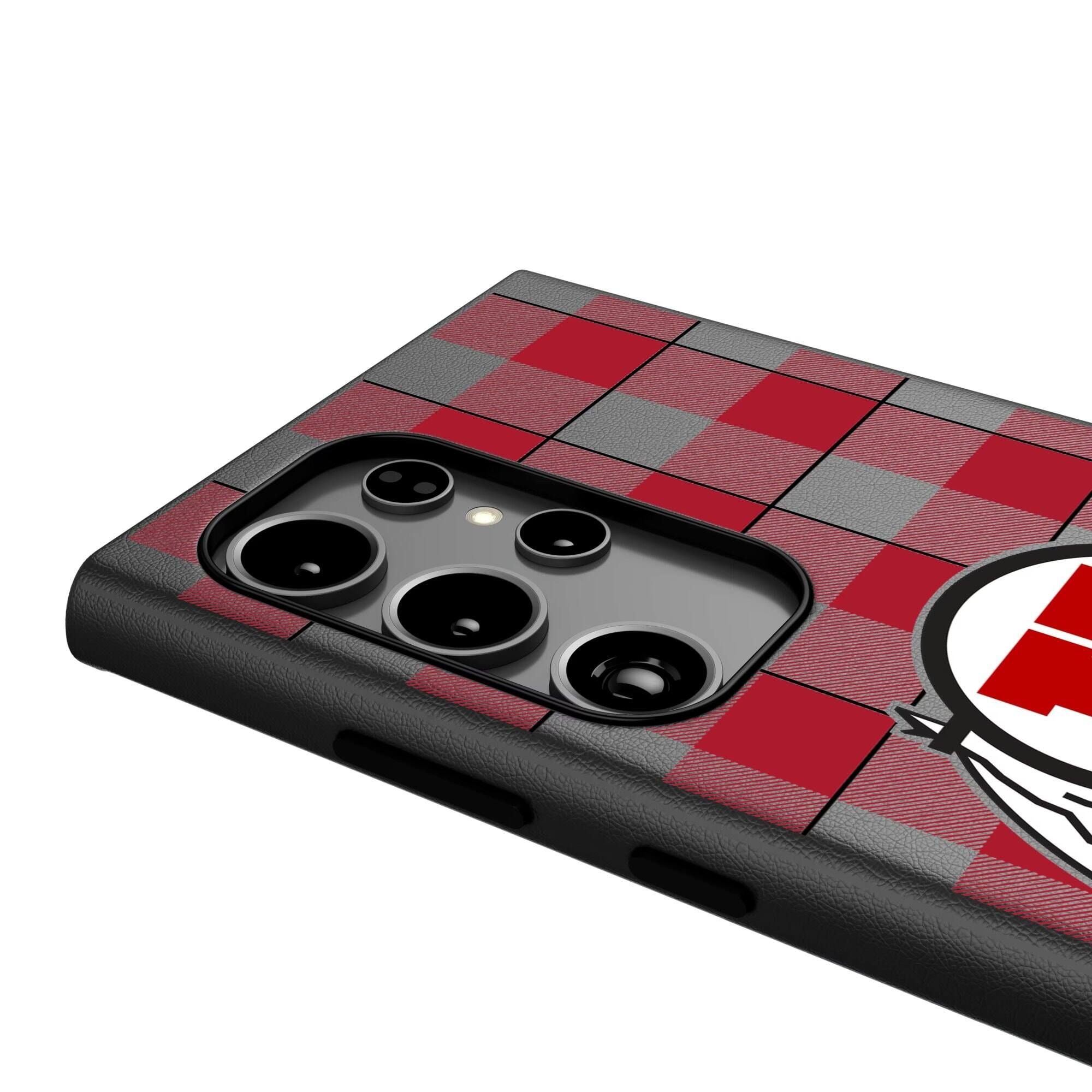 Alt View 3. Keyscaper - Utah Utes Plaid Galaxy Magnetic Bump Case - S25 Ultra - Black.