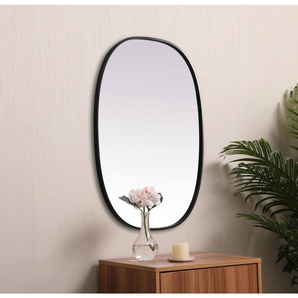 Alt View 4. Elegant Decor - Metal Frame Oval Mirror 27x36 Inch in Black - Black.