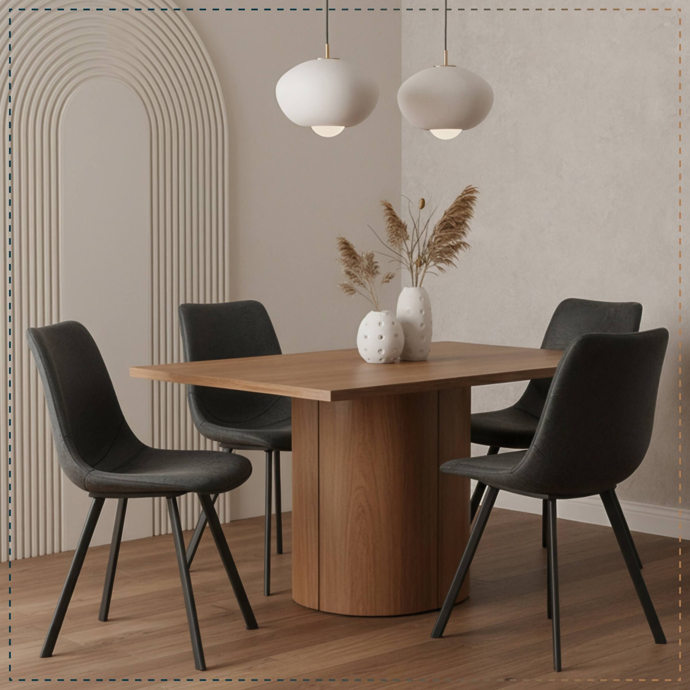 Angle. LeisureMod - Markley 2-PCS Ergonomic Dining Chair - Mid-Century Faux Leather Desk & Kitchen Chair - Charcoal Black.