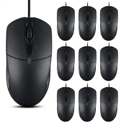 Front. HM 1810 - Computer Mouse Bulk Button Corded With Home Office Noiseless Simple Desktop Pc - 10.