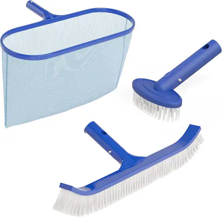 Front. Winado - 3-in-1 Pool Cleaning Kit with Pool Net, Pool Brush, SPA Brush, Maintenance Tools for Inground,Above Ground Swimming Pool - Blue.