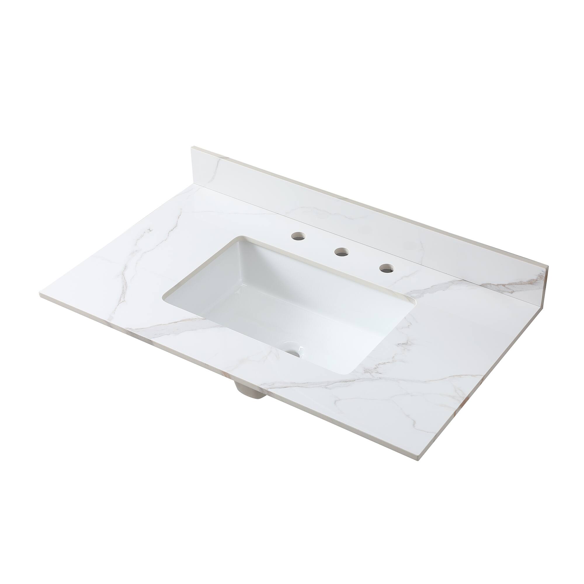 Front. TinyHomie - Montary 37inch Bathroom Vanity Top Carrara Gold Rectangle Undermount Sink - White.