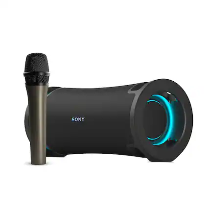 Front. Sony - Sony ULT FIELD 7 Wireless Portable Black Speaker with Cardioid Microphone Bundle - Black.