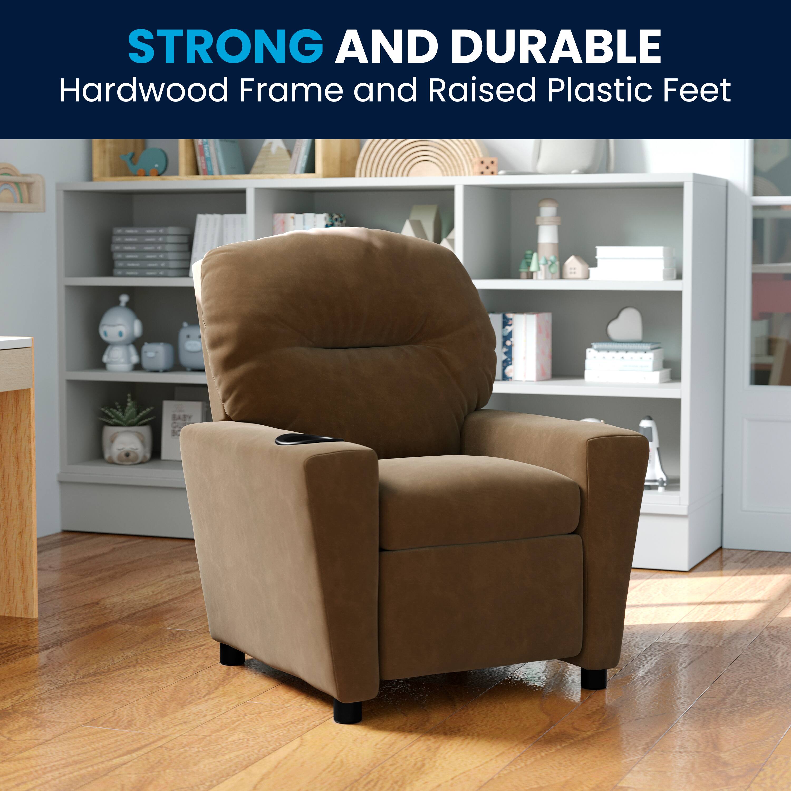 STRONG AND DURABLE  
Hardwood Frame and Raised Plastic Feet