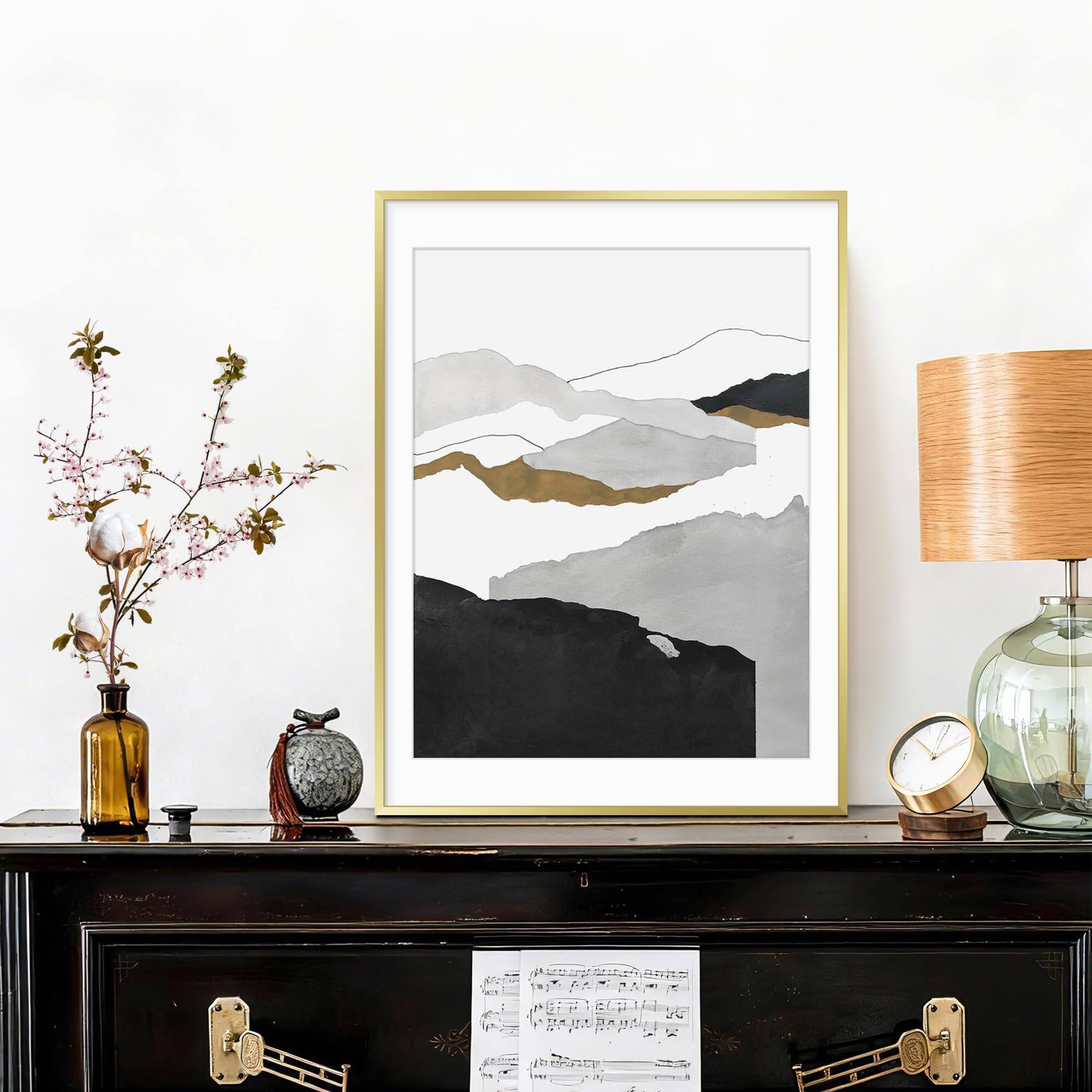 Alt View 5. PARKER SLATER - Frame - Modern Metal Poster Frames With Real Glass Aluminum Mat For Wall Display Vertical & Horizontal.