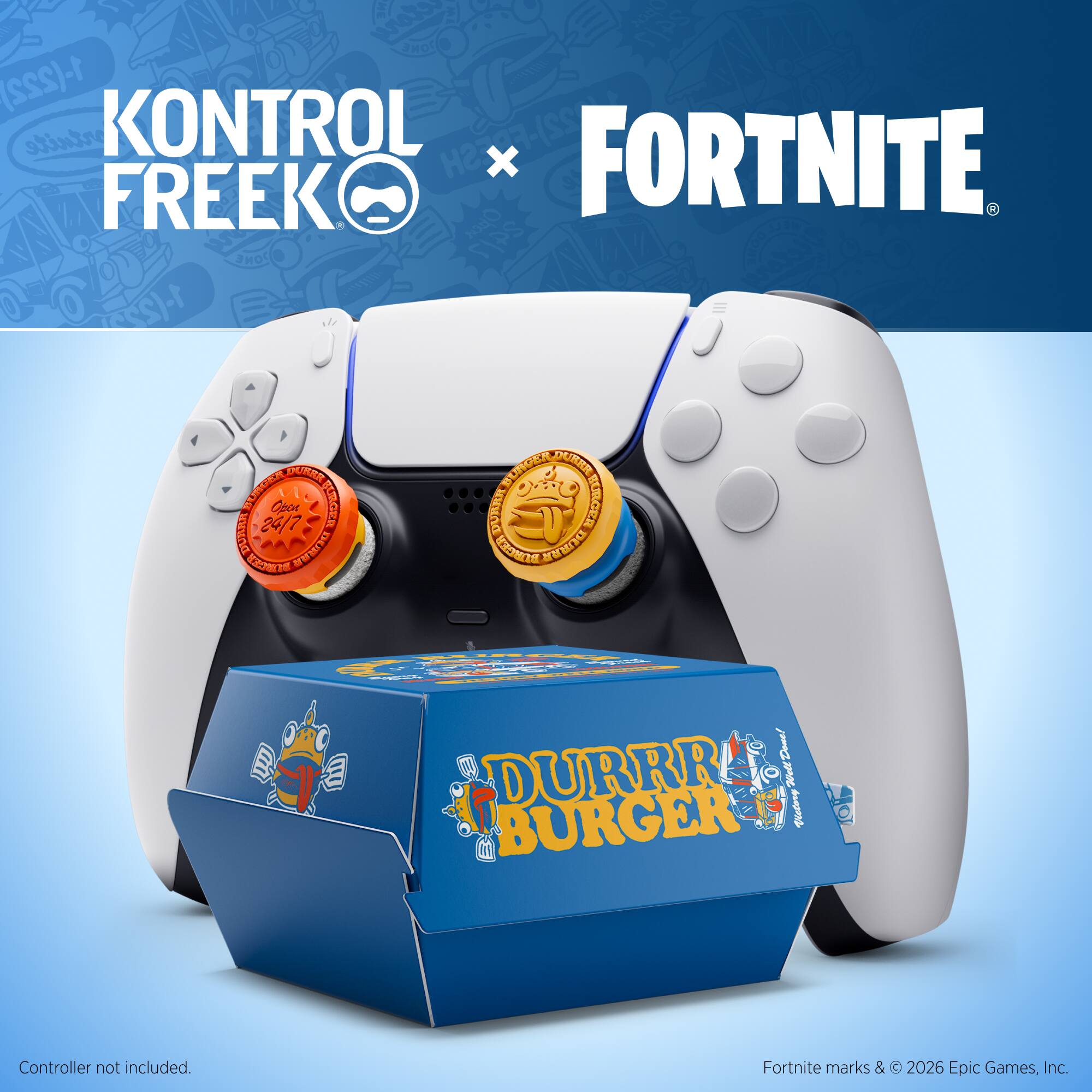 urate wayCh sels JONE 1-(222) KONTROL artuite X FORTNITE FREEK 1-(220)  
INIBAR BURDER Opon BURGER 100 24/7 DU DURRA  
BURGER DURRH DURRA BURGER BURGER DURRA  
(100)  
DURRR Done! Well BURGER Victory  
Controller not included.  
Fortnite marks & © 2026 Epic Games, Inc.