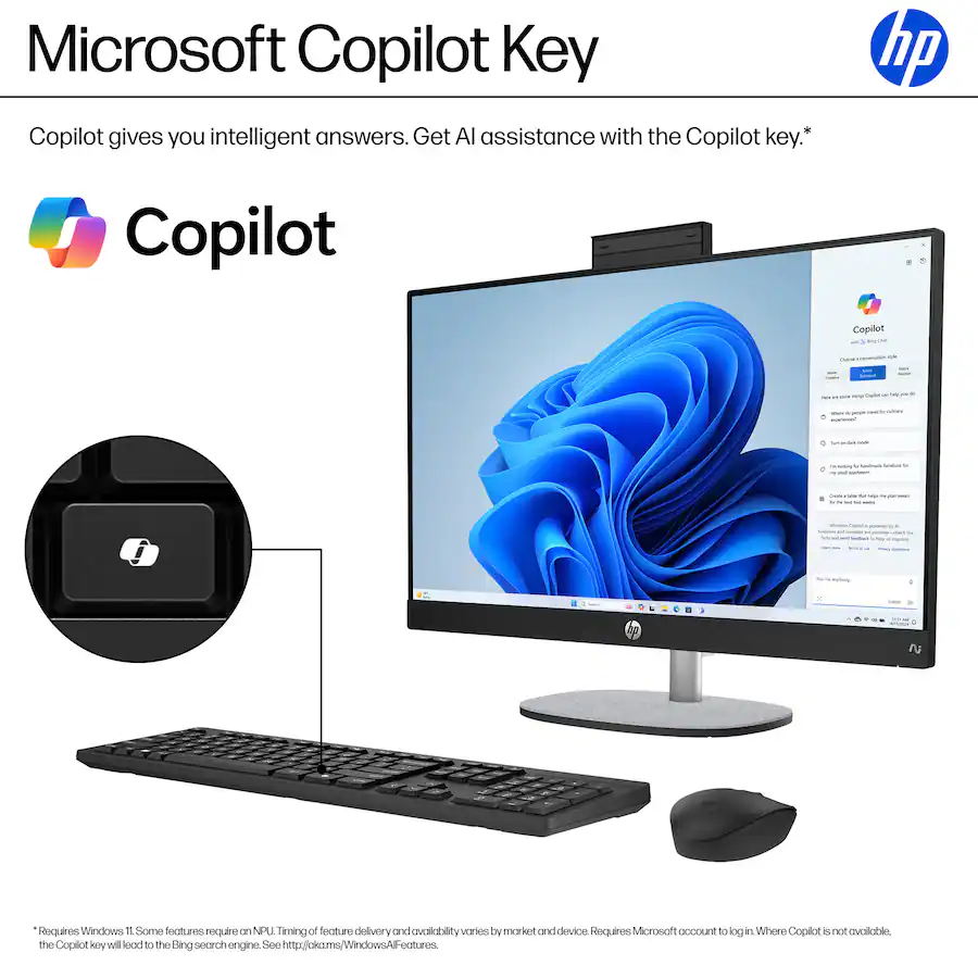 HP Copilot+ PC 27" Full HD Touch Screen All in One w/ Adjustable Height ...