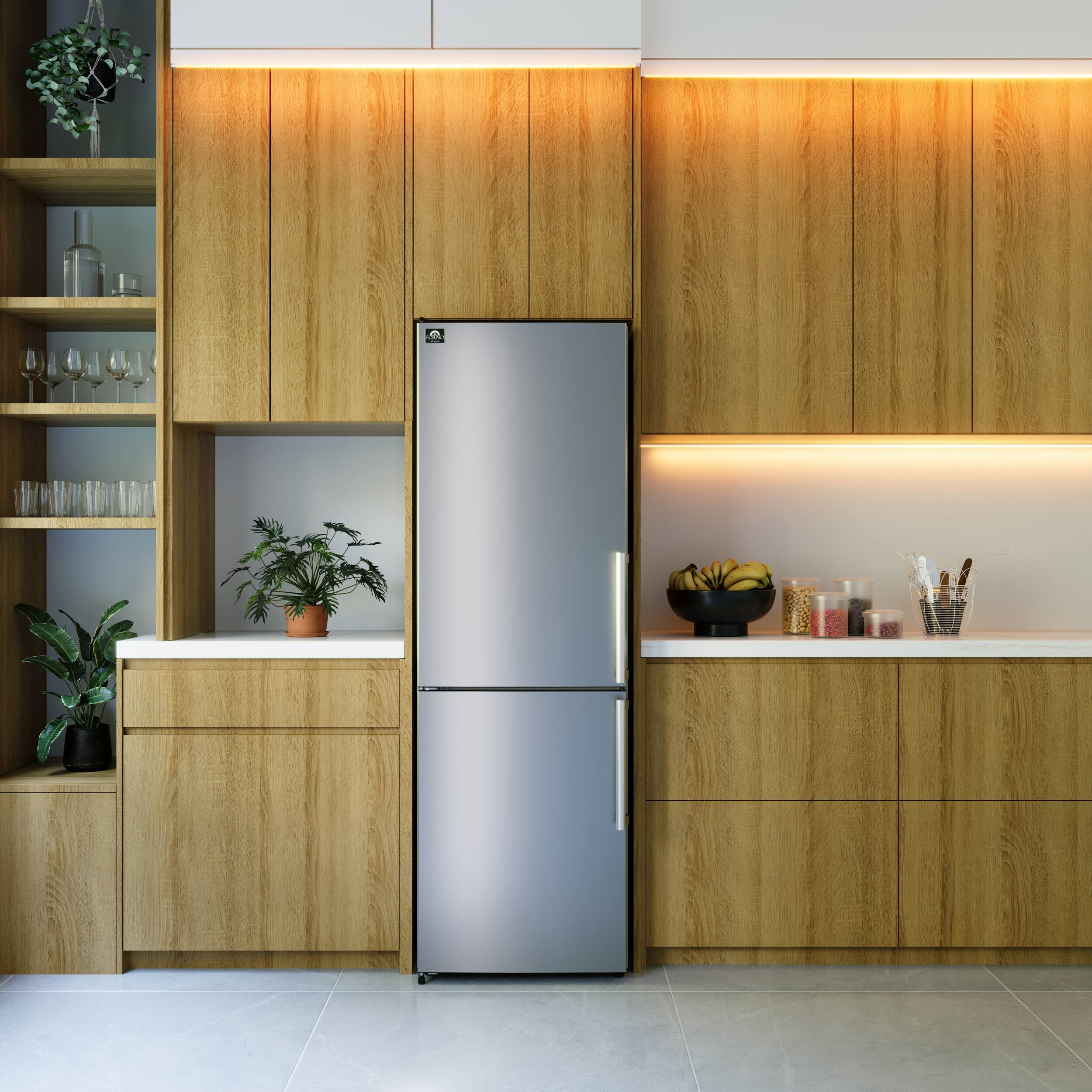 Alt View 6. Forno Appliances - Guardia 10.8 Cu. Ft. Compact Fridge with Bottom Freezer - Stainless Steel.