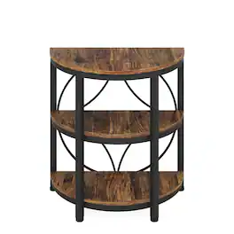 Kadyn - Sofa Side End Table, End Table, Couch Table,Half-Round End Table, 3-Tier Narrow Side Table with Metal Frame - Brown