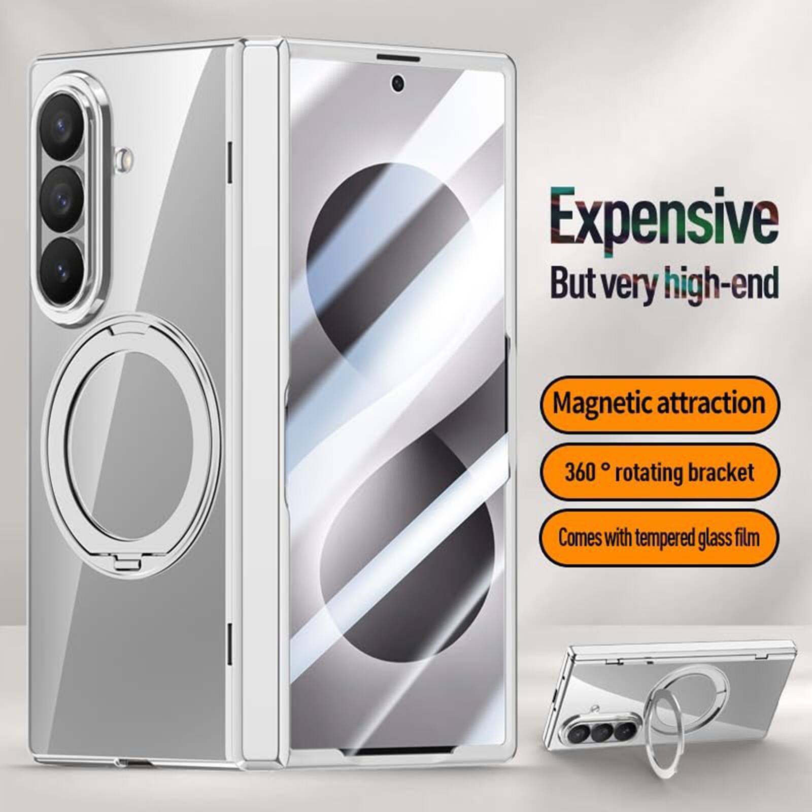 Expensive But very high-end

Magnetic attraction
360° rotating bracket
Comes with tempered glass film