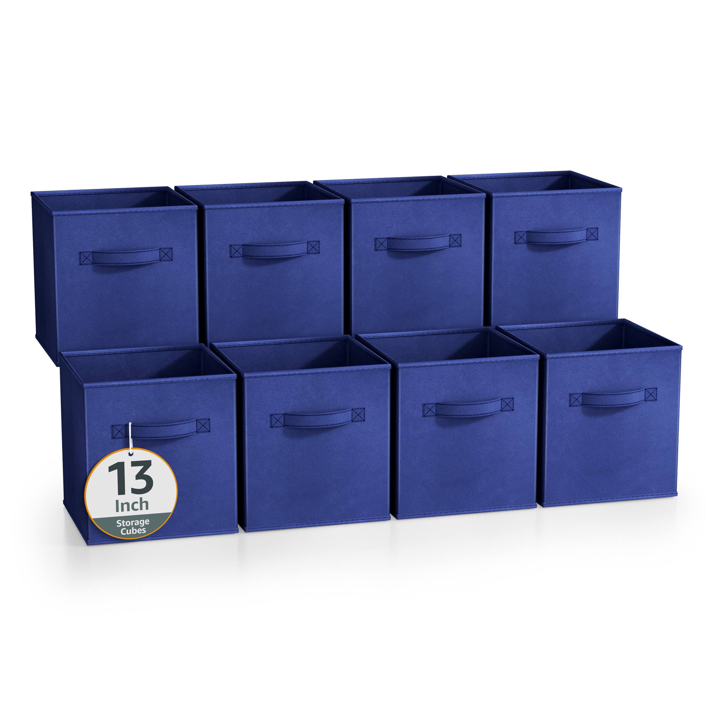 Sorbus - 13 Inch Storage Bins - Sturdy Collapsible Fabric Storage Cubes with Handle - 8 Foldable Baskets for Organizing - Royal Blue