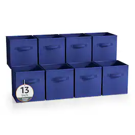 Sorbus - 13 Inch Storage Bins - Sturdy Collapsible Fabric Storage Cubes with Handle - 8 Foldable Baskets for Organizing - Royal Blue