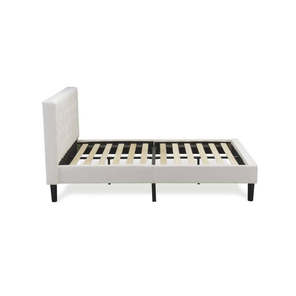 Alt View 1. East West Furniture - NL19F-1GO05 2 Piece Bedroom Set - 1 Full Size Bed White Velvet Fabric Headboard and 1 Night Stand - White Finish - White Velvet.