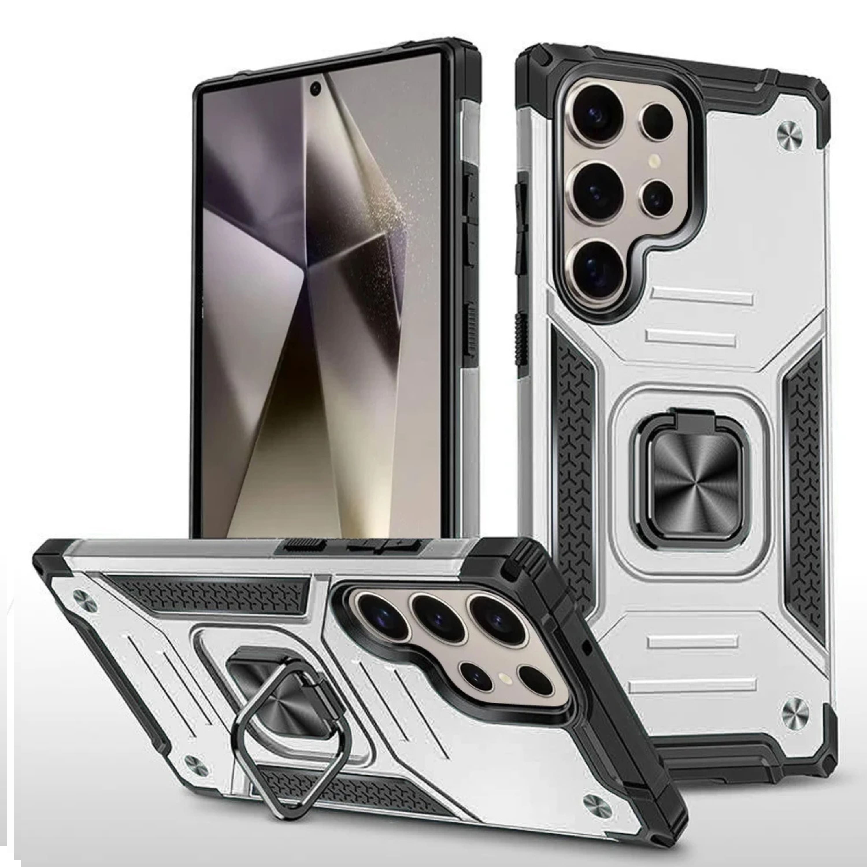 Kitcheniva - Magnetic Kickstand Shockproof Case With Tempered Glass For Samsung S25 Ultra - Silver price history on PriceWatchPro
