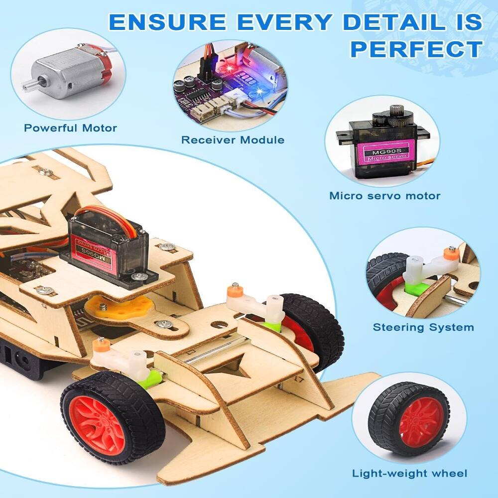 ENSURE EVERY DETAIL IS PERFECT

Powerful Motor
Receiver Module
Micro servo motor
Steering System
Light-weight wheel