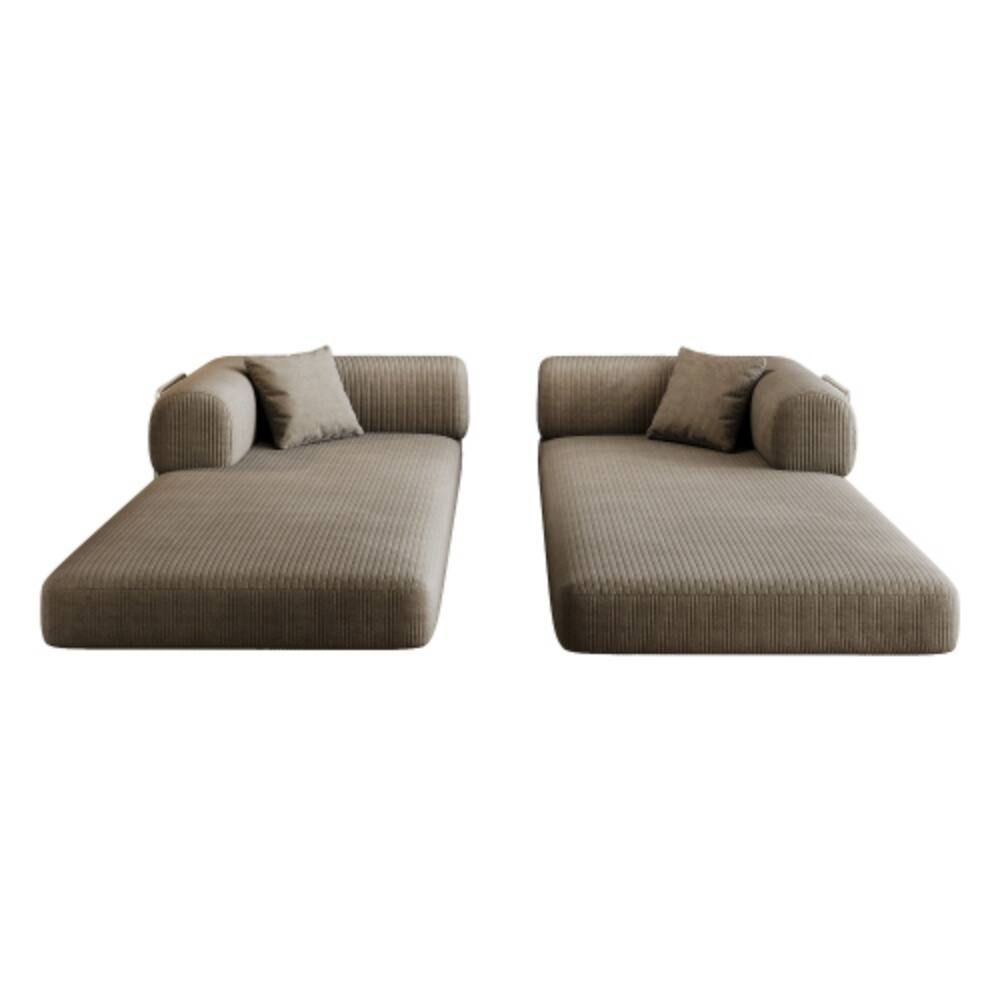 Alt View 4. LUCKY ONE - 78.8" Compression Convertible Floor Sofa Bed w/ Pillow Back Support Armrest No Assembly - Camel.