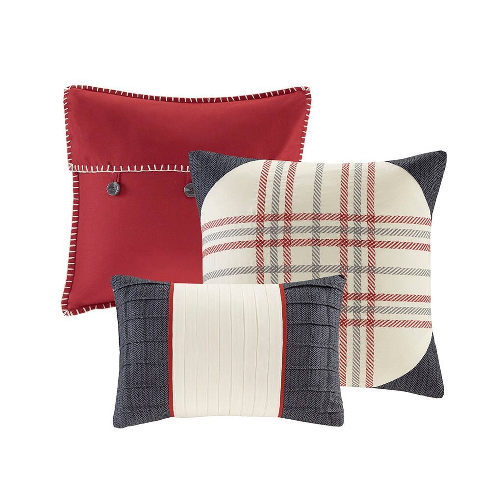 Alt View 4. Gracie Mills - Gracie Mills Nanette 6 Piece Printed Herringbone Quilt Set with Throw Pillows - Red.