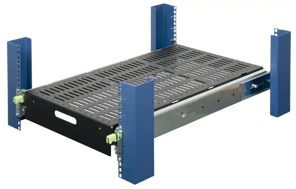 Front. RackSolutions - RackSolutions 2U Extreme Heavy Duty Sliding Shelf - 28in Depth, 500 lbs Capacity - Ideal for Large Tower Servers - Black.