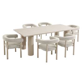 Modway - Nautica 7-Piece Rectangular Outdoor Patio Aluminum Dining Table and Chairs Set - Ivory Taupe