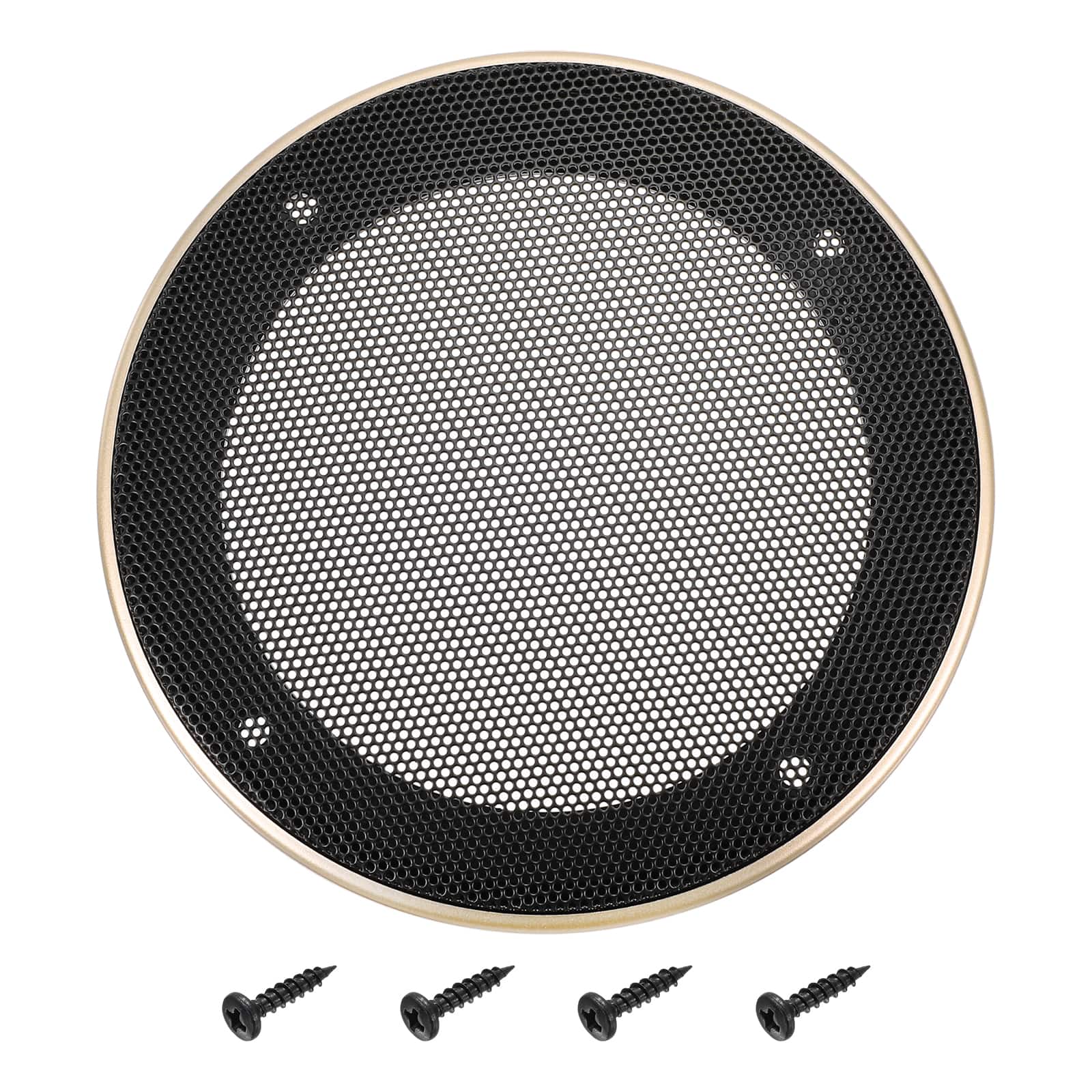 Unique Bargains - Speaker Grill Mesh Cover, Metal Subwoofer Grill Guard Protector ABS Frame for Car Audio, 4 Screws Included - Black Gold