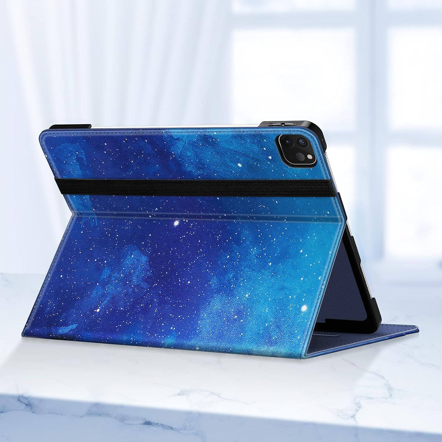 Alt View 5. Fintie - Folio Case for iPad Pro 12.9  6th/5th/4th/3rd Generation Multiple Viewing Angles Stand Cover with Pocket - Starry Sky.