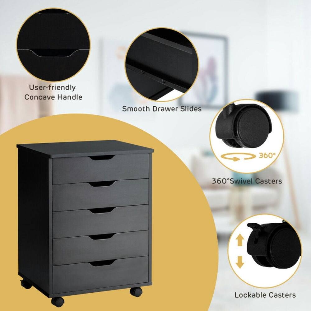 User-friendly Concave Handle  
Smooth Drawer Slides  
360° Swivel Casters  
Lockable Casters