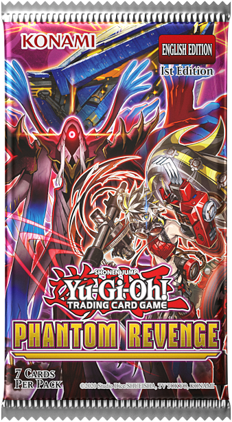 KONAMI ENGLISH EDITION 1st Edition SHONENJUMP YuGiOh! TRADING CARD GAME PHANTOM REVENGE 7 CARDS PER PACK C2020 Studio Dice SHUEISHA, TV TOKYO KONAMI