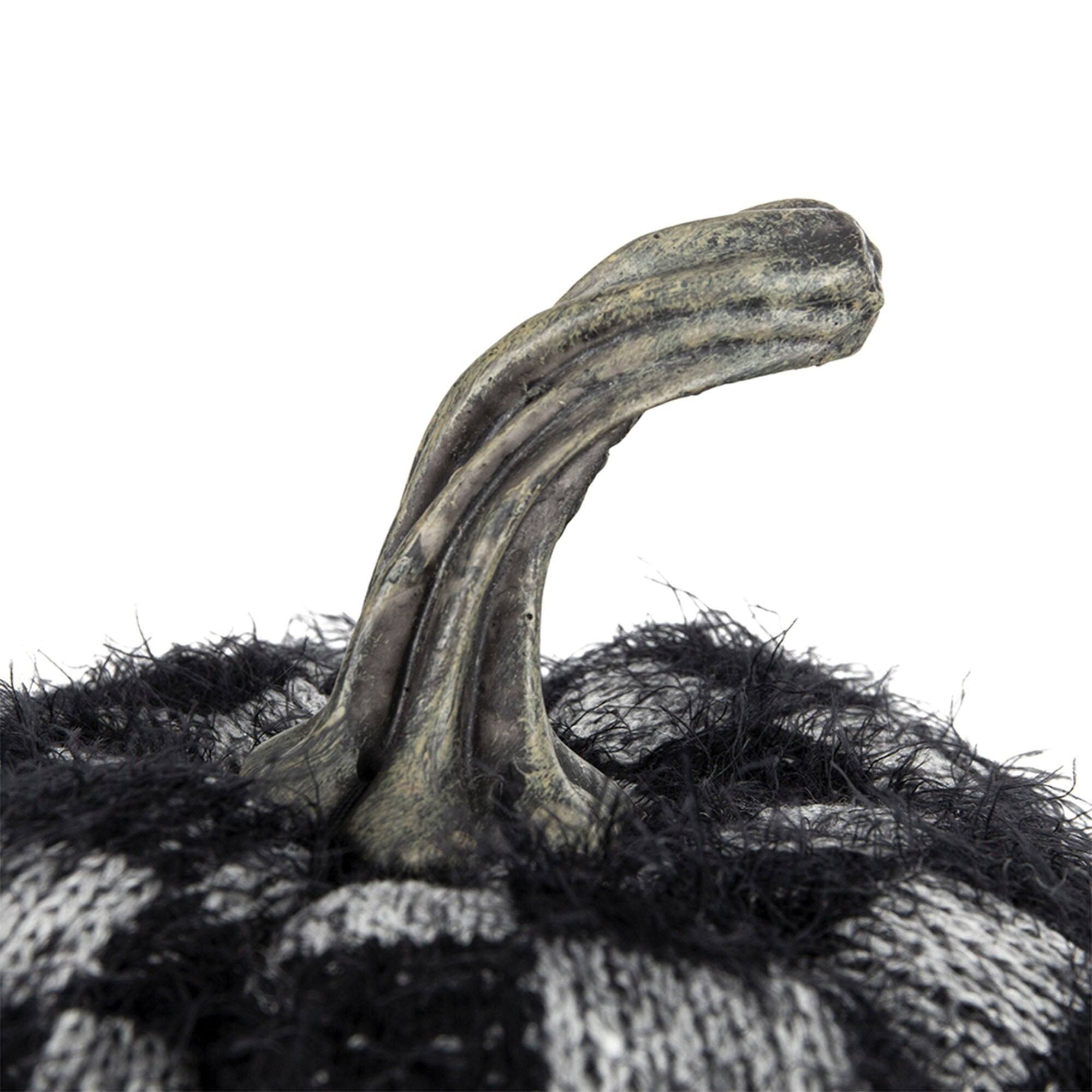 Alt View 2. Boyel Living - 8.3 Inch Black Plaid Fabric Pumpkin Decor Halloween and Fall Home Decoration - Black,White.