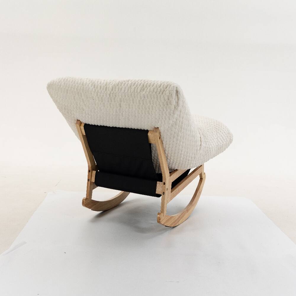 Alt View 7. Loheer - Loheer Bean Bag Rocking Chair for Adults Corduroy Lazy Sofa - White.