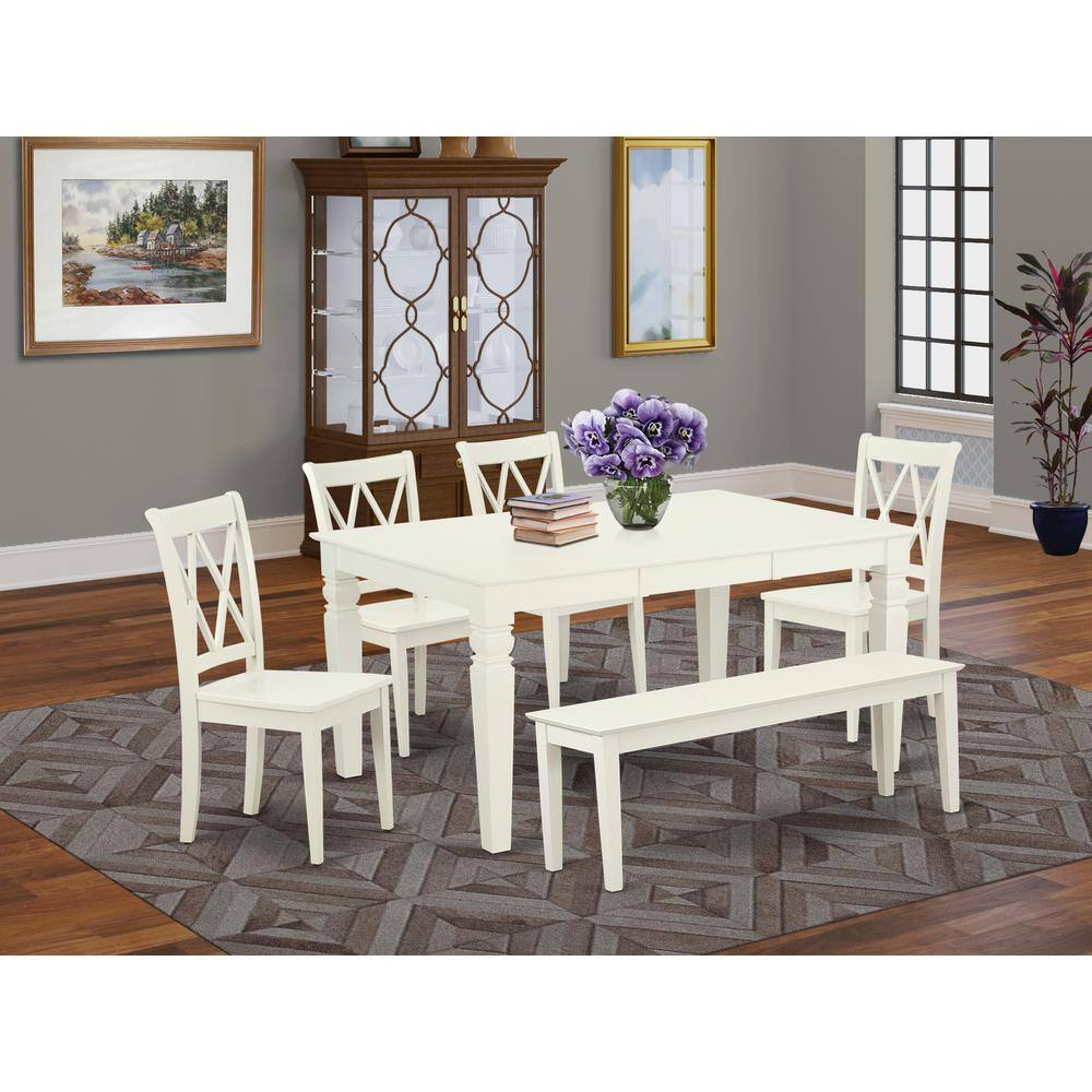 Left. East West Furniture - Dining Room Set Linen White - Brown.