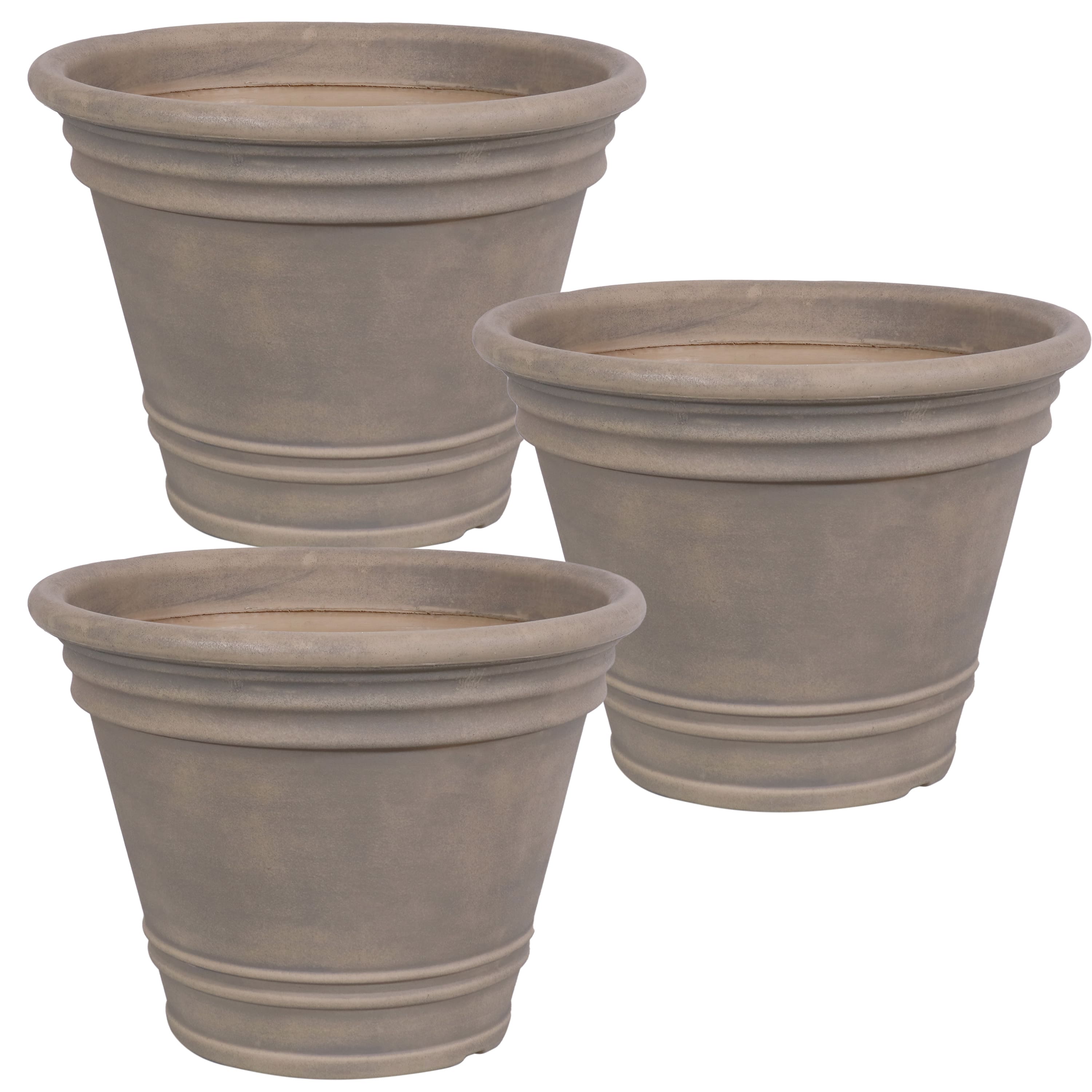 Sunnydaze - 20 in Franklin Dual-Wall Polyresin Planter - Set of 3 - Beige price history on PriceWatchPro