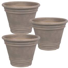 Sunnydaze - 20 in Franklin Dual-Wall Polyresin Planter - Set of 3 - Beige