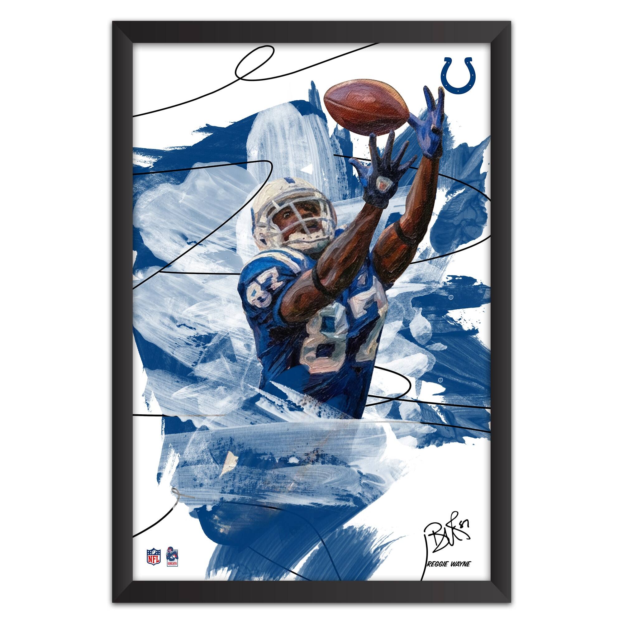 Reggie Wayne Indianapolis Colts 14" x 20" Brush Stroke Player Framed Art Print