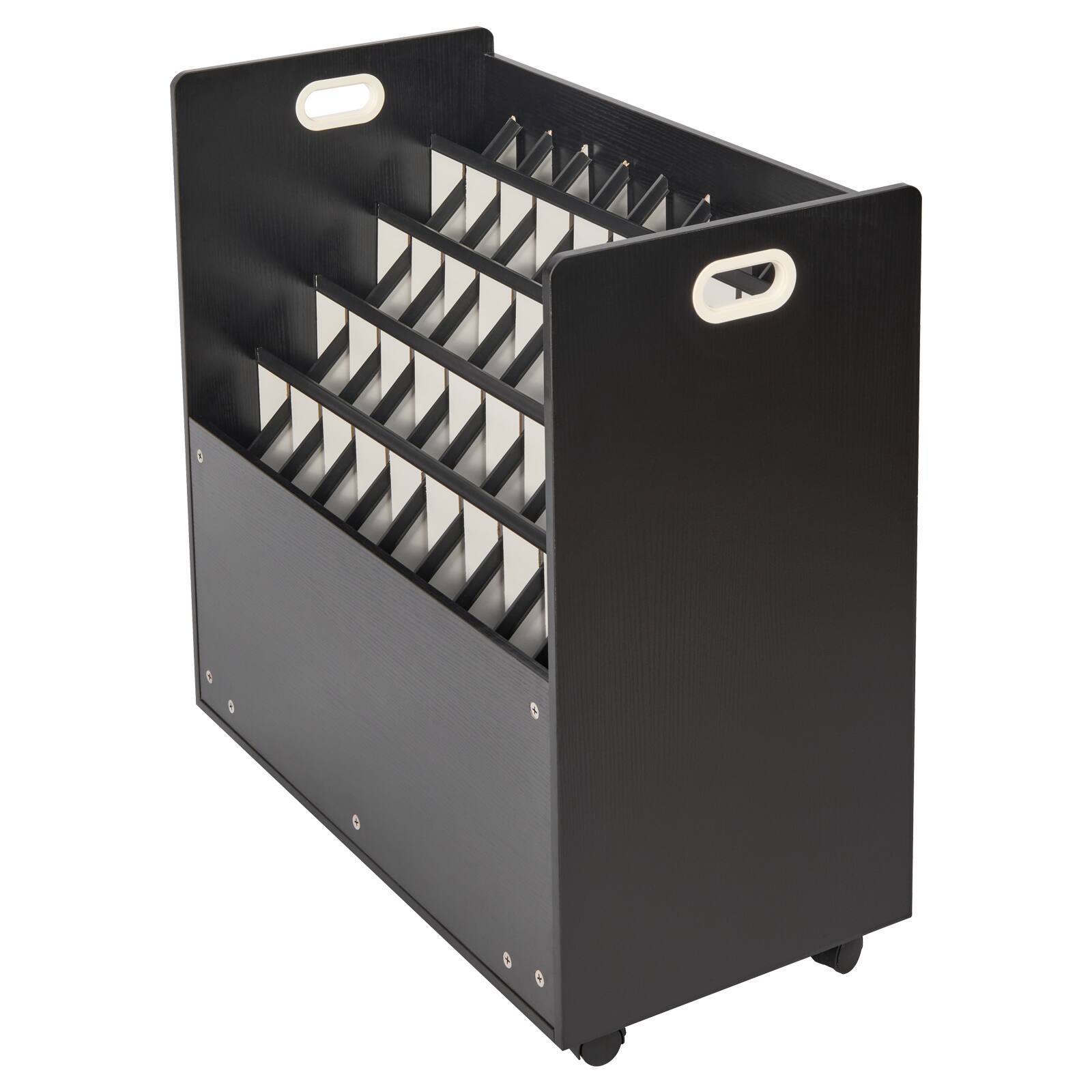 Alt View 5. VEVOR - Blueprint Storage Rack, 50 Slots Mobile Blueprint Storage Cabinet, Wooden Roll File Organizer Cart - Black+White.