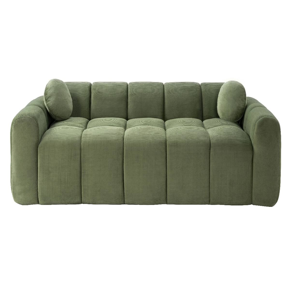 Alt View 4. Ropilly - Ropilly Extra Large Corduroy Sofa, Sofa in a Box, Green 3 Seater Upholstered Sofa with 2 Pillows - Green.