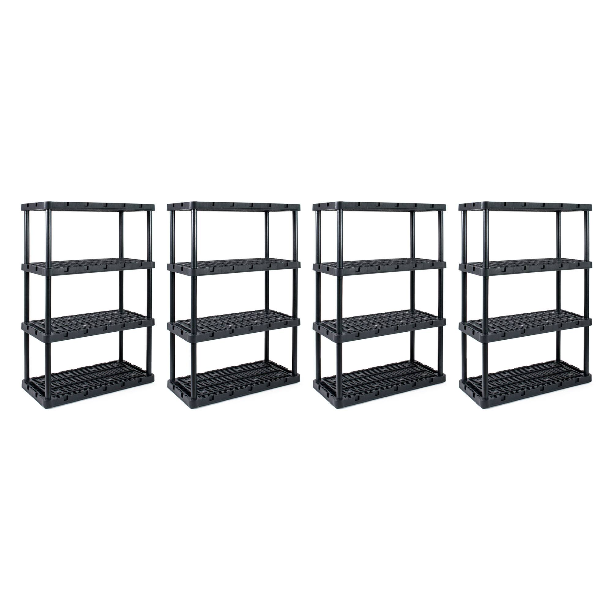 Gracious Living - 4 Shelf Knect A Shelf Ventilated Storage Unit, 4 Pack - Black