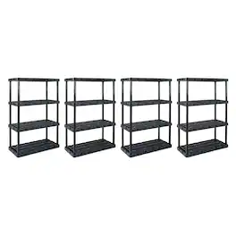 Gracious Living - 4 Shelf Knect A Shelf Ventilated Storage Unit, 4 Pack - Black