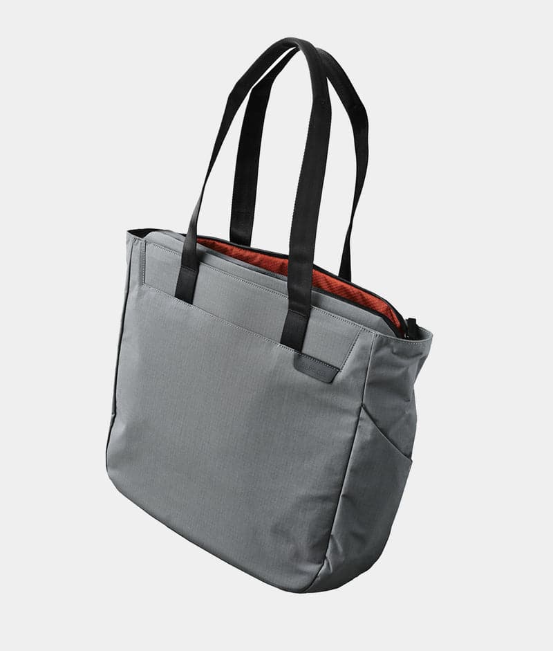 Front. ALPAKA - Metro Tote Laptop Tote Bag for Work, Work Tote Fits 16" MacBook Pro, Side Bottle Pocket, Weather-Resistant, Key Tether - Grey Axoflux 210D.