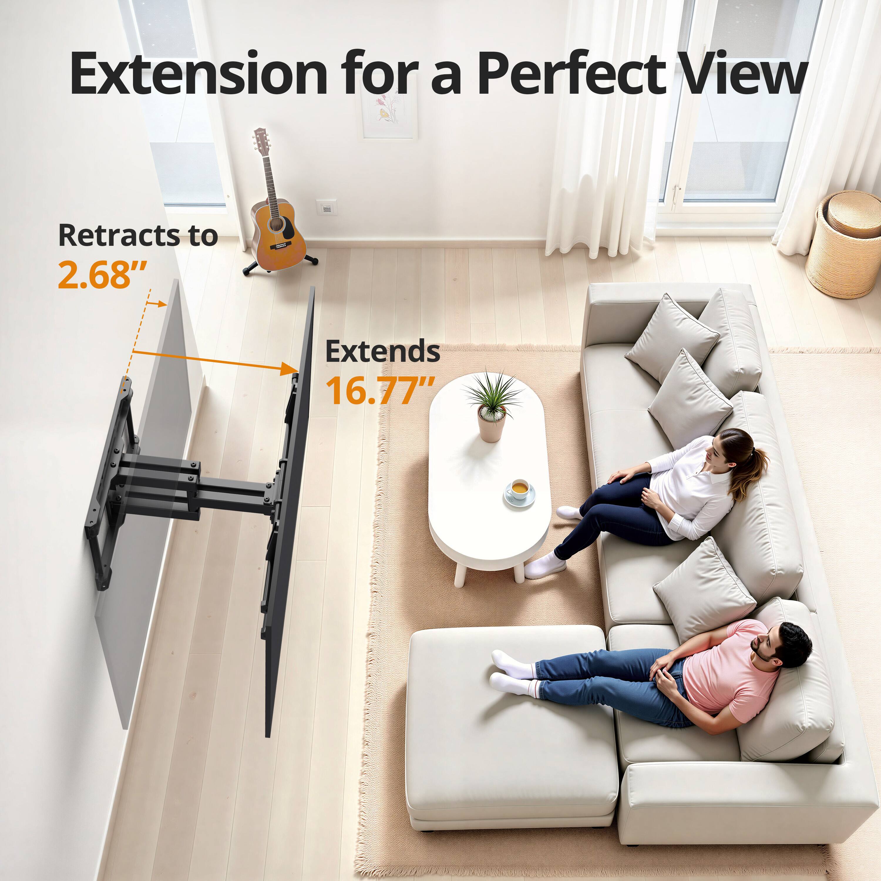 Extension for a Perfect View  
Retracts to 2.68"  
Extends 16.77"