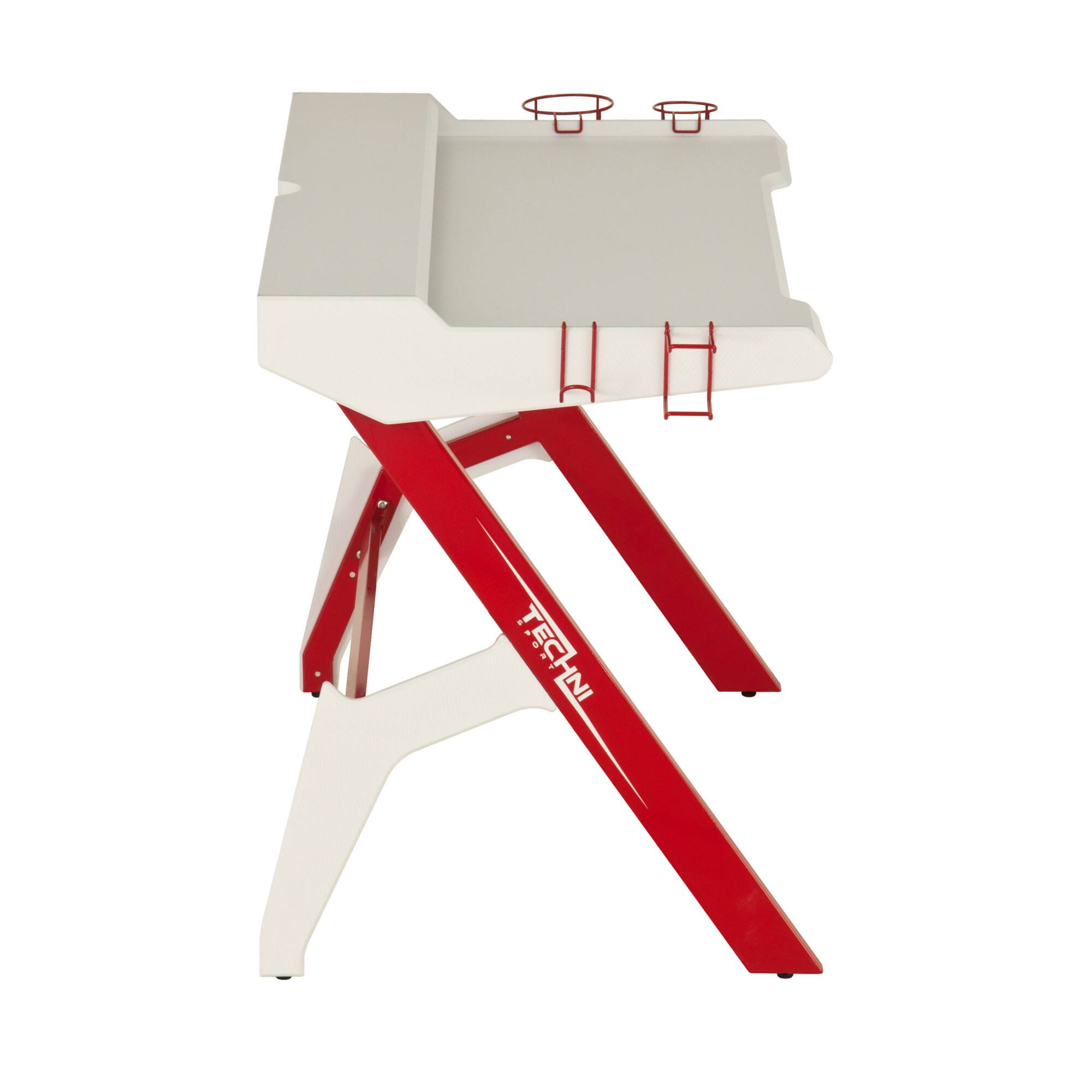 Alt View 4. GOODSILO - Ergonomic Gaming Desk Workstation with Cupholder and Headphone Hook for Enhanced Gaming Experience - Red.