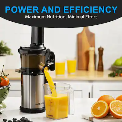 moRollio 45RPM Cold Press Slow Masticating Juicer Silver and Black moRollio 45RPM Cold Press Slow Masticating Juicer Silver and Black