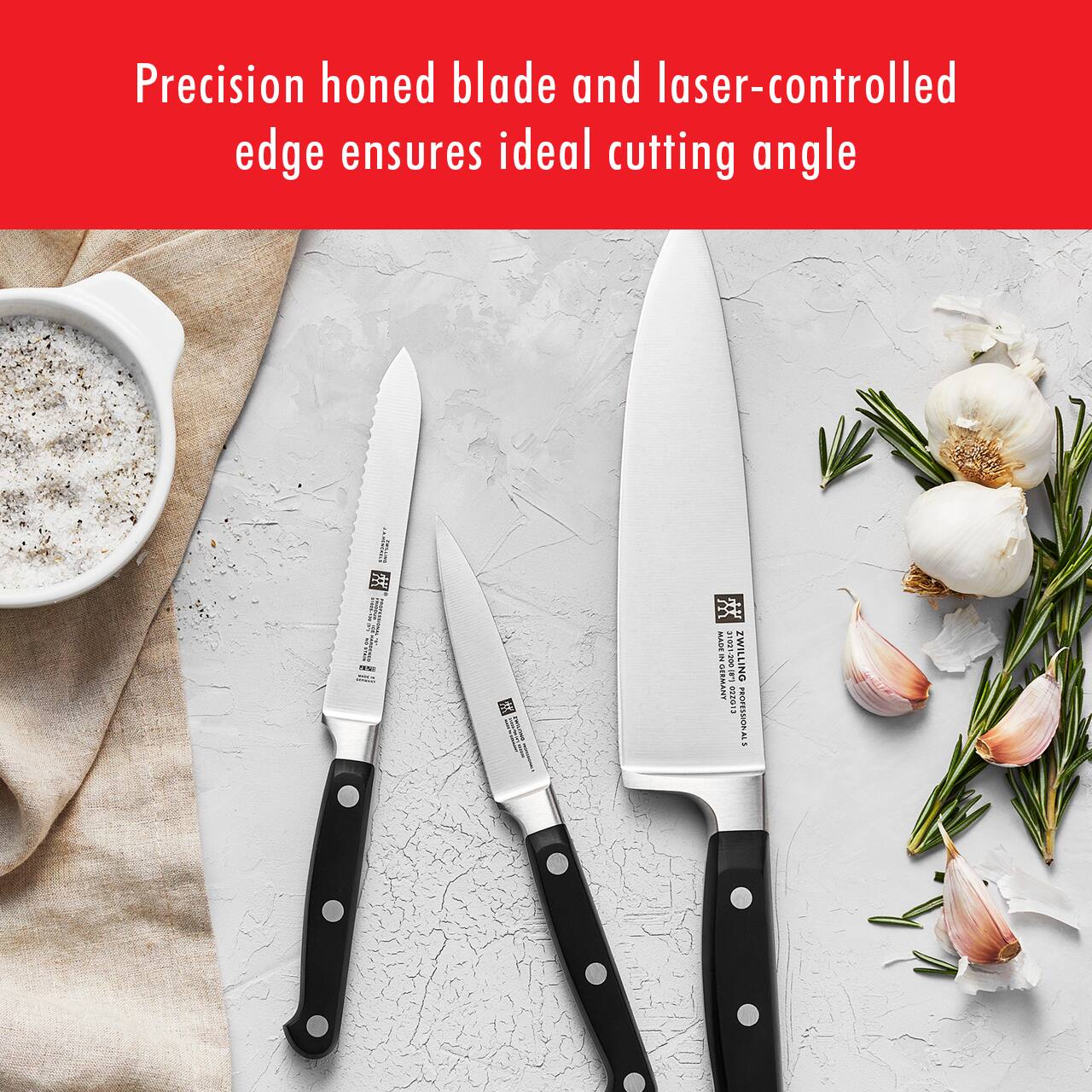 Precision honed blade and laser-controlled edge ensures ideal cutting angle
