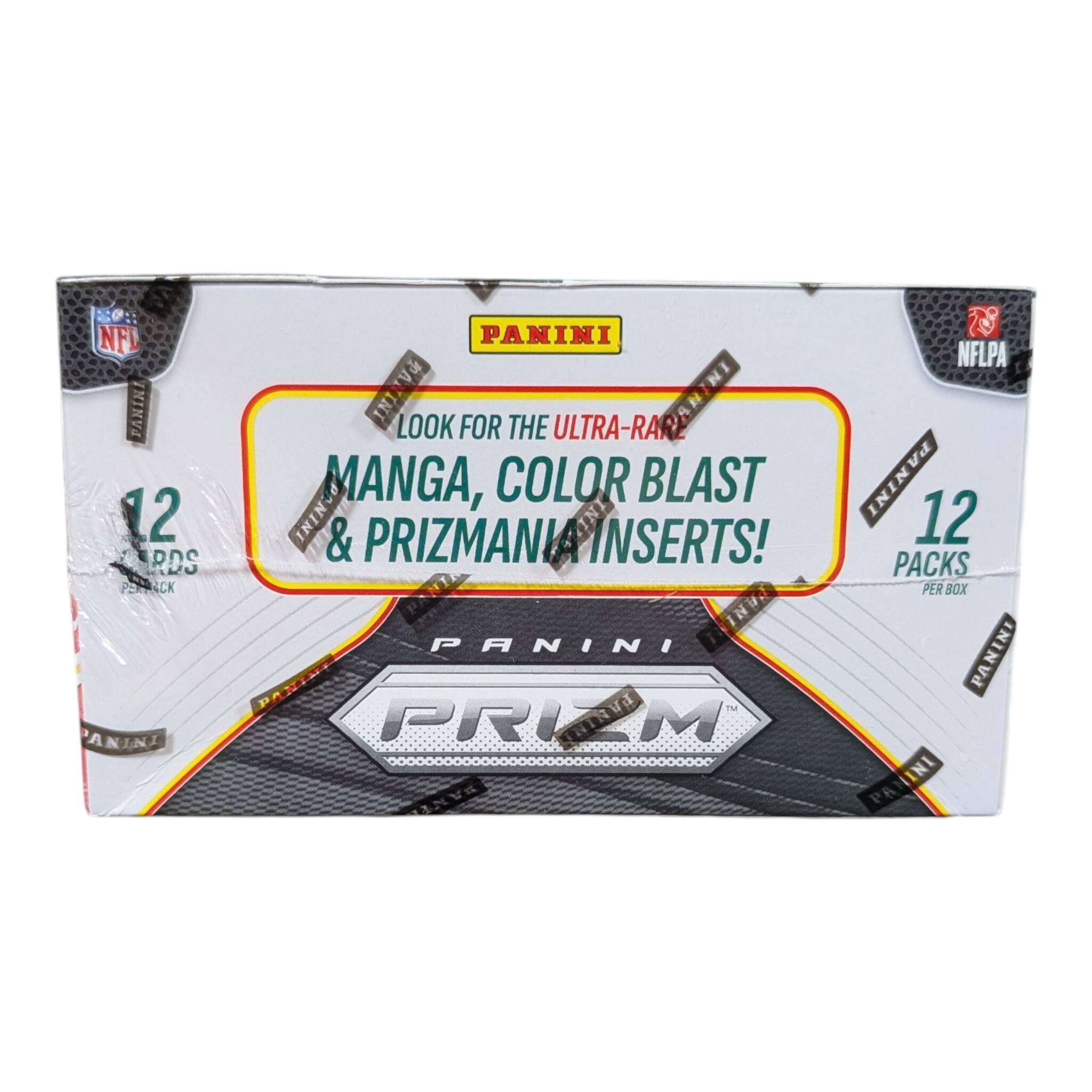 NFL FAN IN 12 RDS PER ACK ANINI PANINI PANINI V INI LOOK FOR THE ULTRA-RARE MANGA, COLOR BLAST & PRIZMANIA INSERTS! PANINI PRIM 12 PACKS PER BOX PANINI PA N PANINI INI PA
