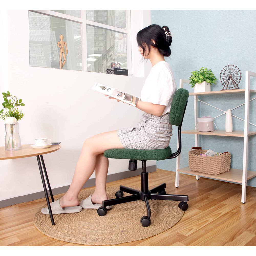 Alt View 1. JJS - Ergonomic Adjustable Swivel Small Armless Home Office Desk Chair - Green.