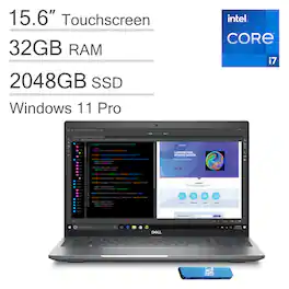 Dell - Precision 3580 15.6" FHD Touchscreen Workstation Laptop - Core i7 with 32GB RAM - 2TB SSD - Thunderbolt 4 - Win 11 Pro - Titan Gray - Touchscreen
