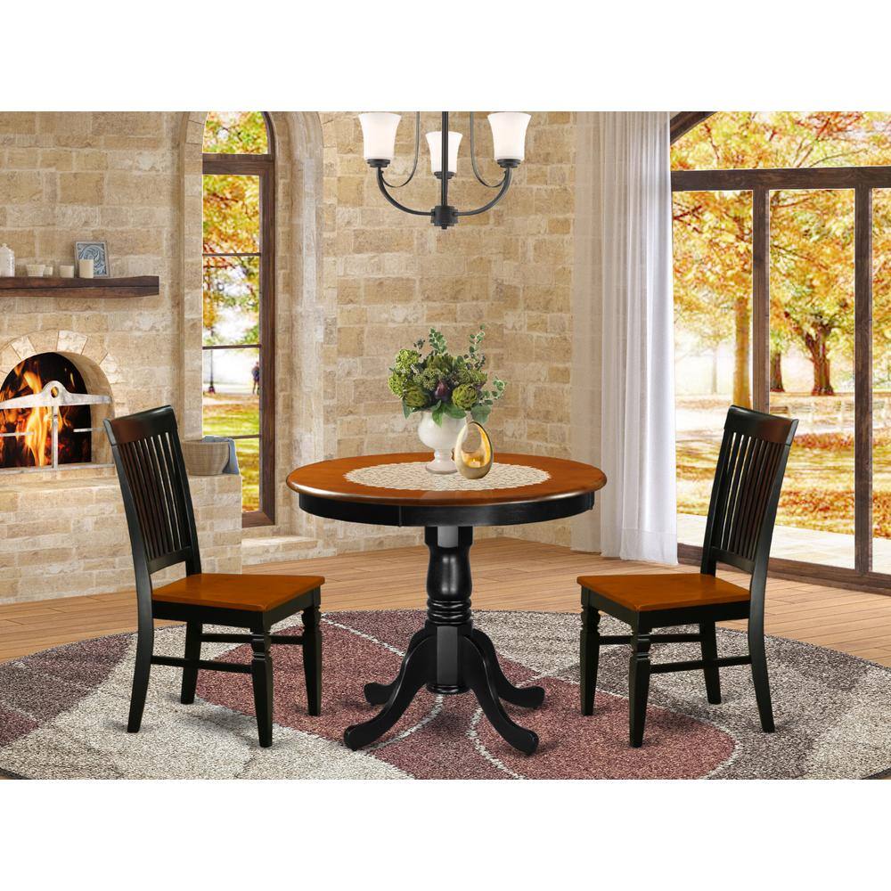 Back. East West Furniture - Dining Room Set Black & Cherry - Brown.