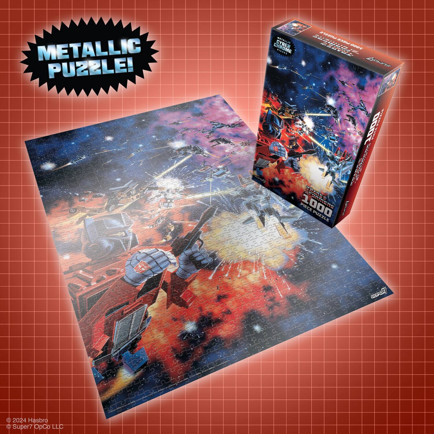 METALLIC PUZZLE!  
212 CYBER SWORD  
200 CHROME S5UNL-000T UENS CHL  
PC Grab  
1000 PIECE PUZZLE  
Le E av  
2024 Hasbro  
© Super7 OpCo LLC