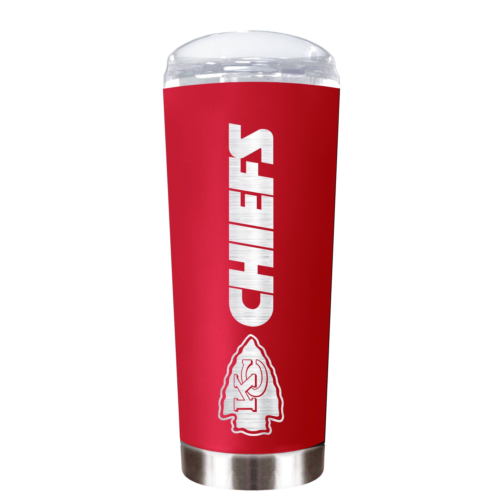 Front. Great American Products - Kansas City Chiefs 18oz. Team Color Laser Logo Roadie - Multicolor.